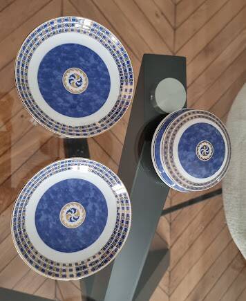Christofle Océana Bleu dinner service, porcelain and fine gold