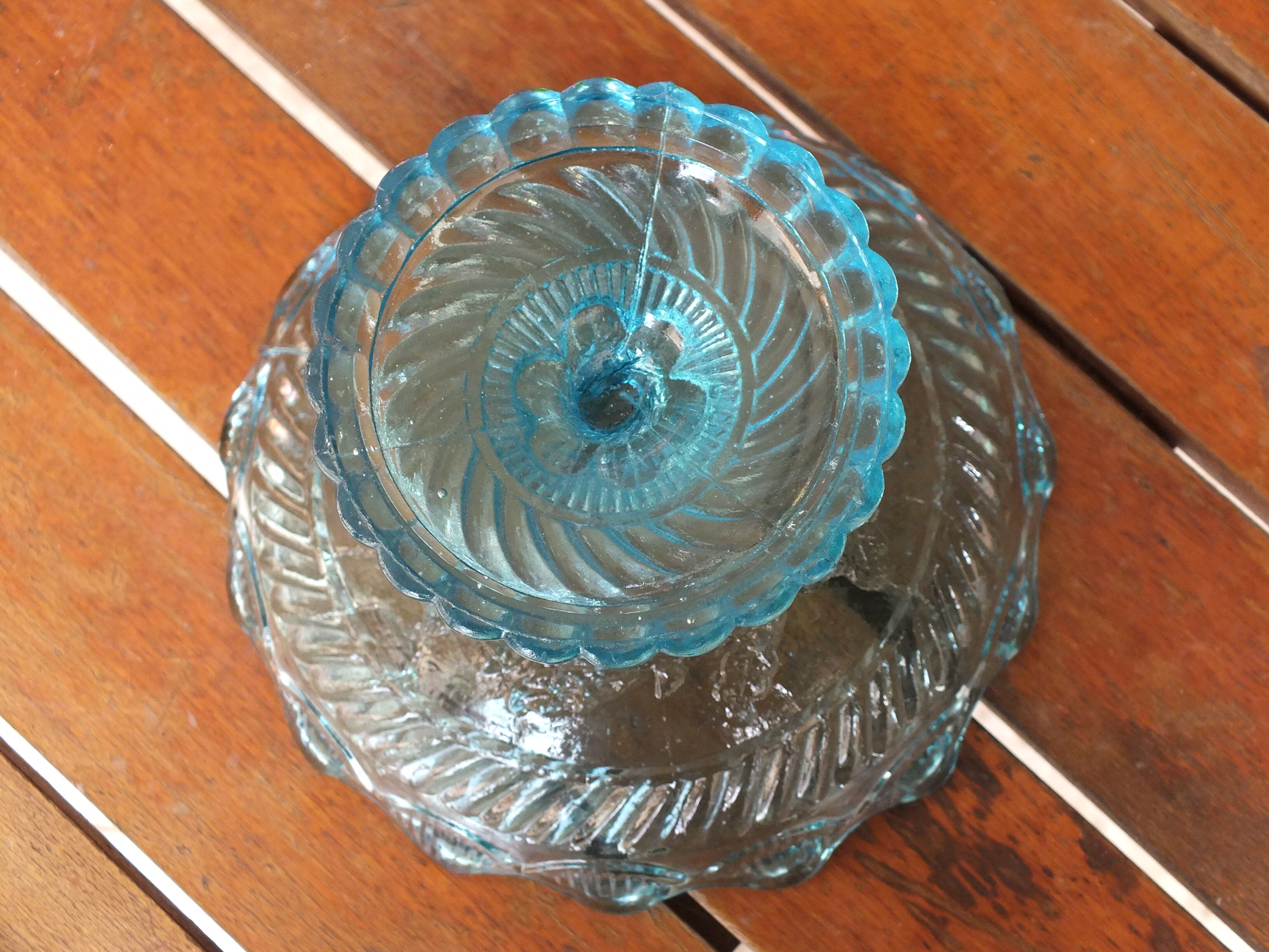 Blue molded glass display cup - Geoge Sand, 19th