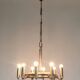 Art Deco 10-Light Round Varnished Metal Chandelier, Italy