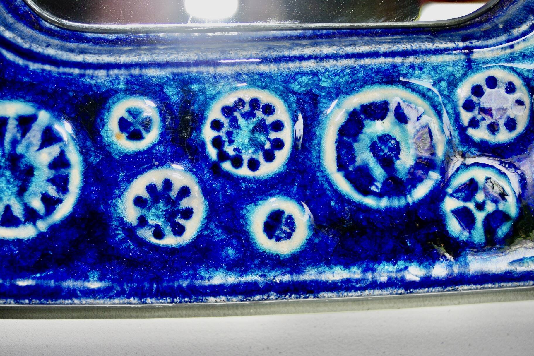 Vintage ceramic mirror from vegvari hungary 1970
