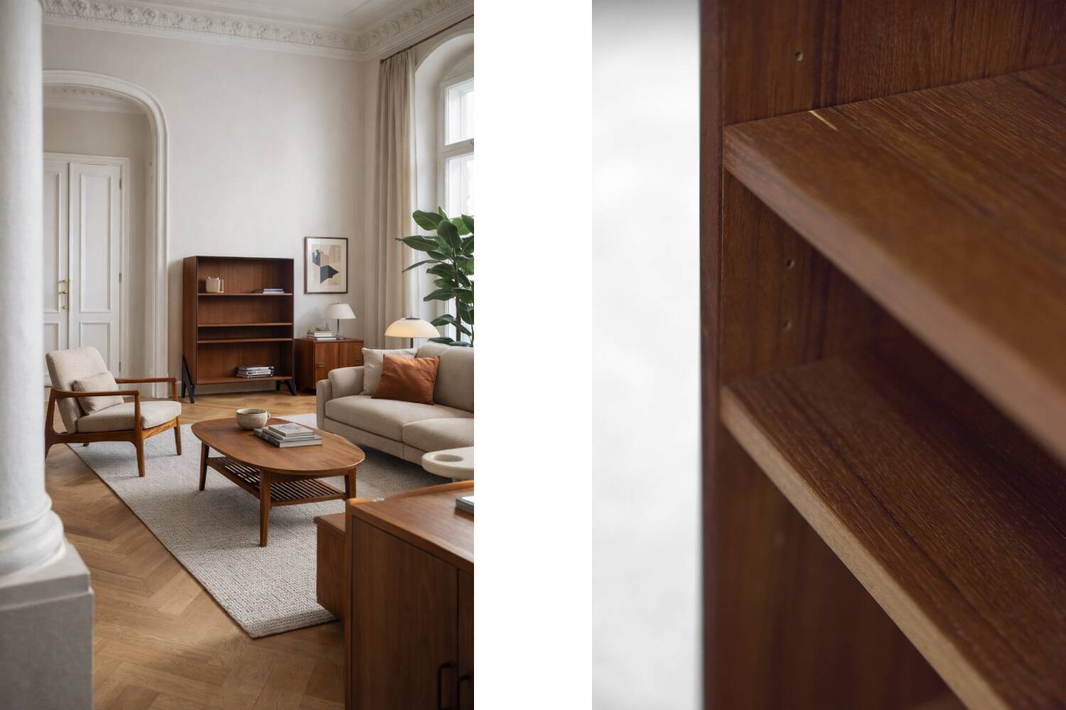 Vintage Mid-Century Scandinavian Modern Teak Bookcase, 1960s