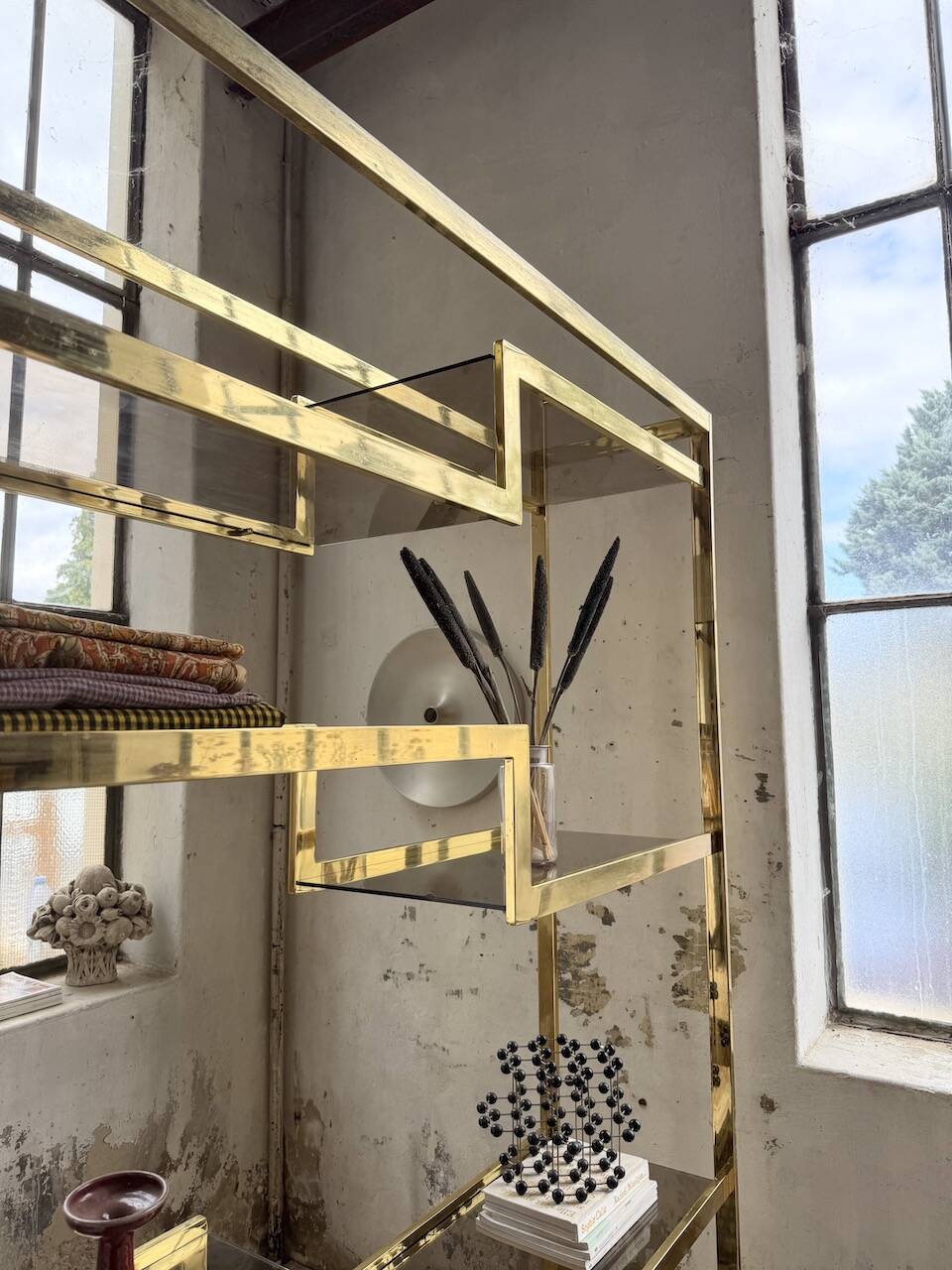 Brass shelf 1970 Belgo Chrom regency