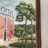 Old Oil Painting Canvas Manor Castle Holiday Home 87x62cm