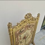 Écran de cheminée pare feux d'époque Louis XVI 18éme en bois dorée
