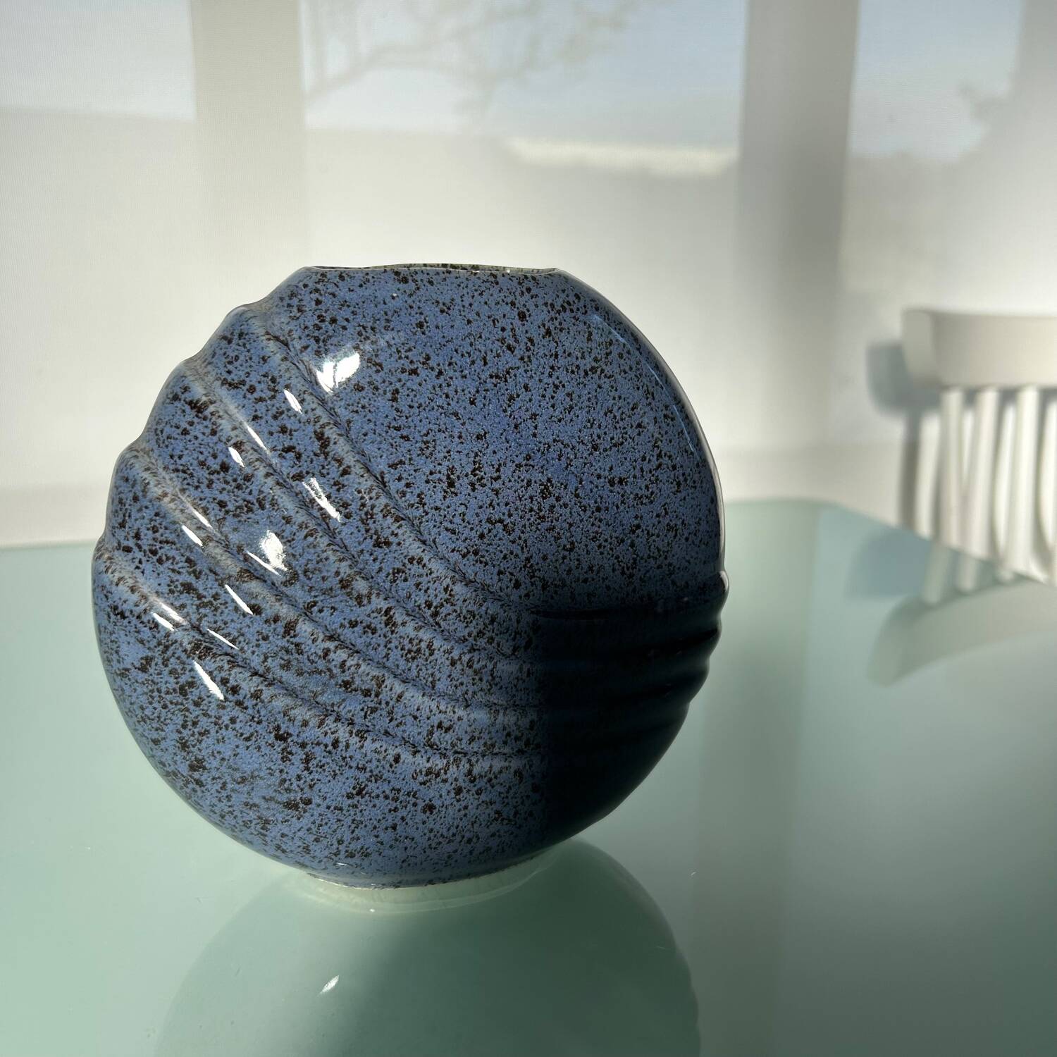 Blue stoneware lentil vase