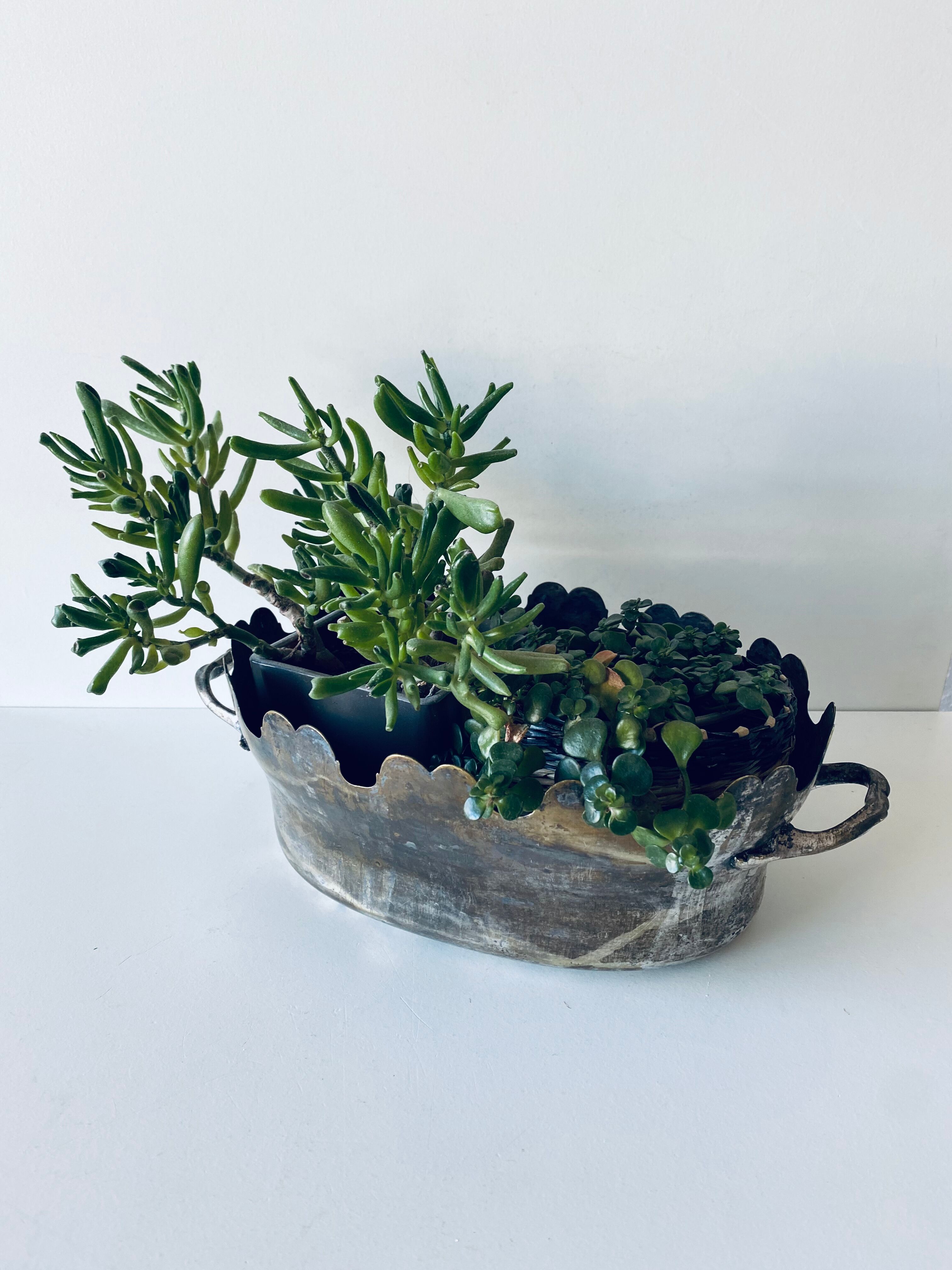 Silver metal flower pot or cover