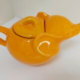 elephant teapot in vintage orange porcelain 80s