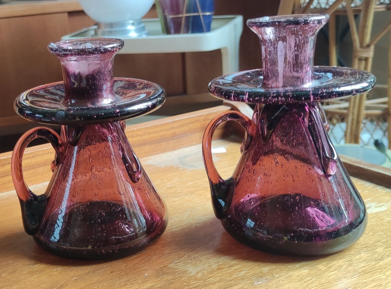 Pair of candlesticks Verrerie de Biot