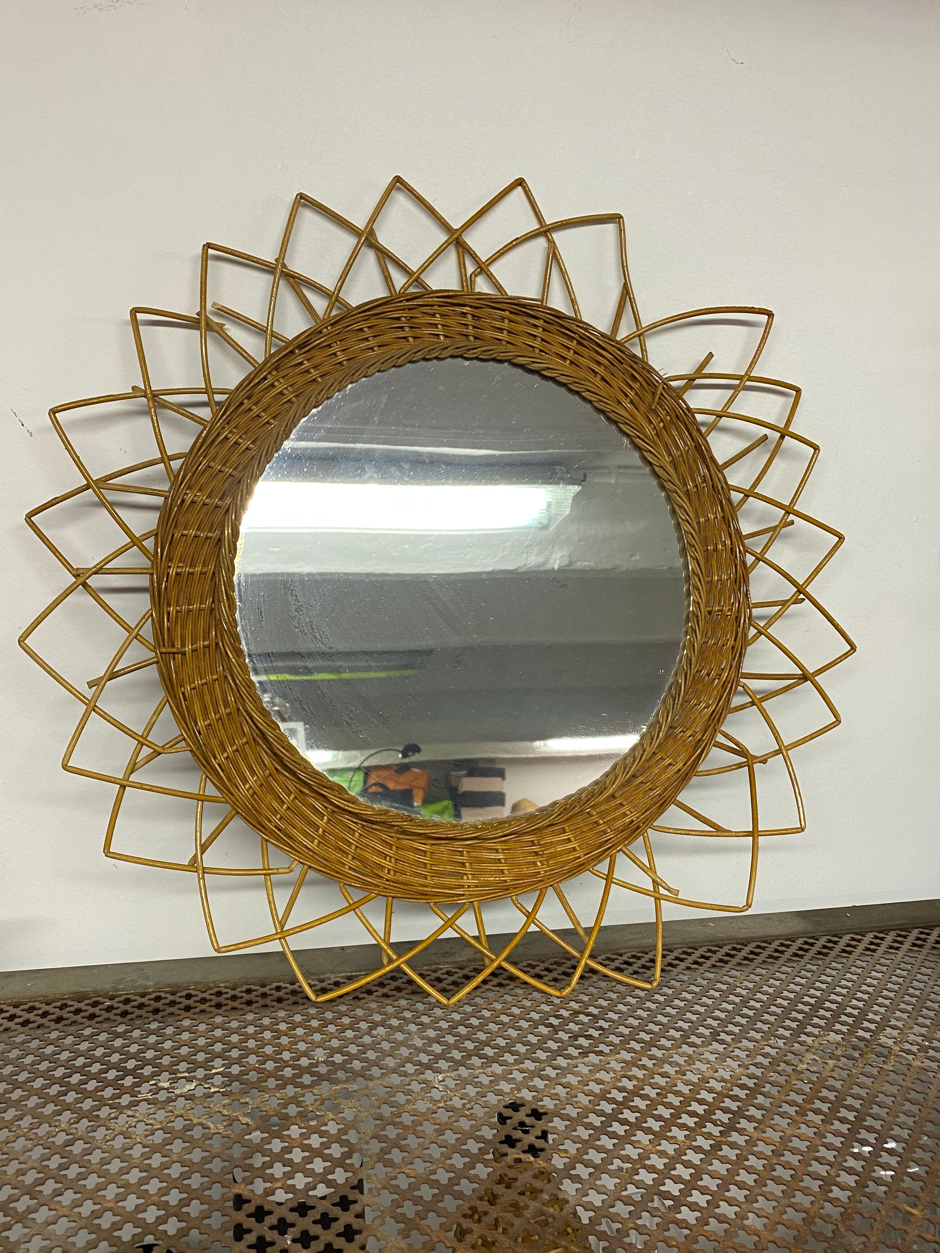 Rattan sun mirror