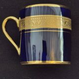 Litron cup porcelain from limoges legle blue from the oven and fine gold a464