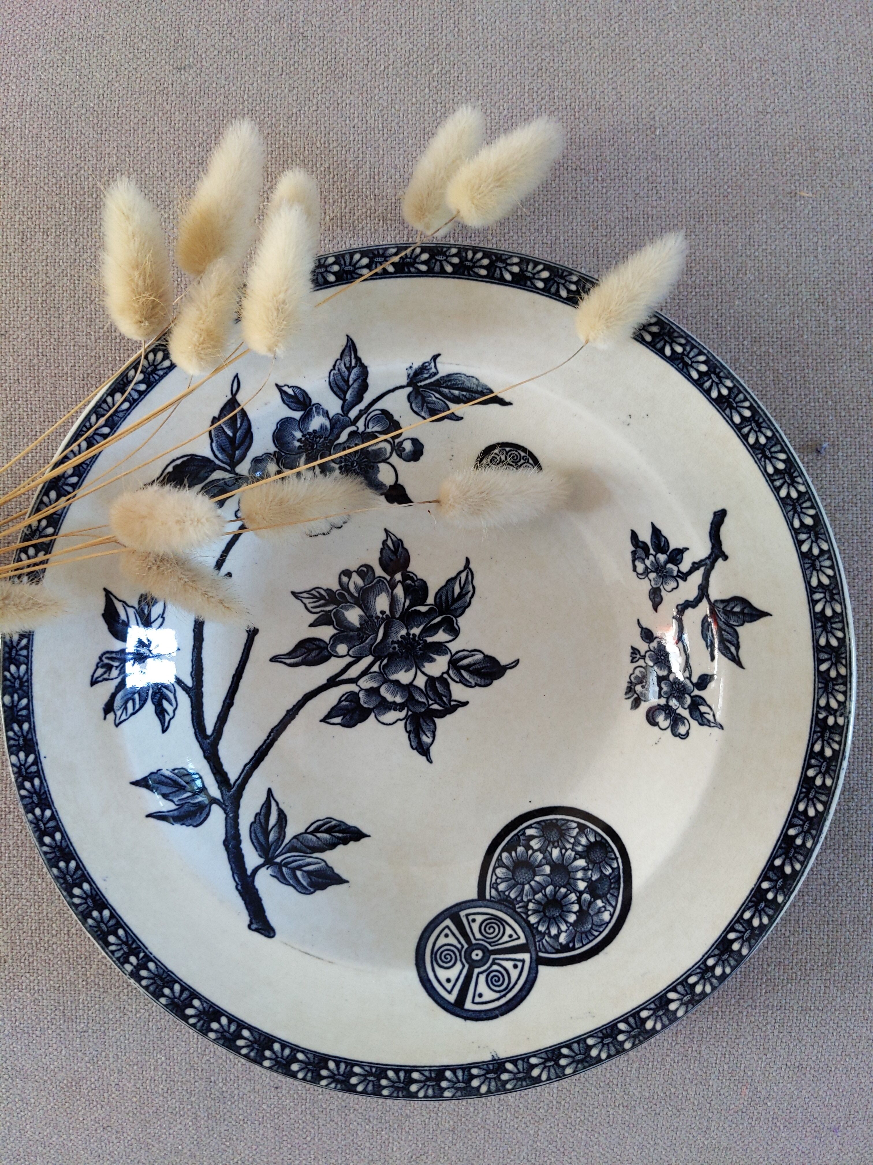 Vintage antique plate porcelain iron earth Marguerite drouot
