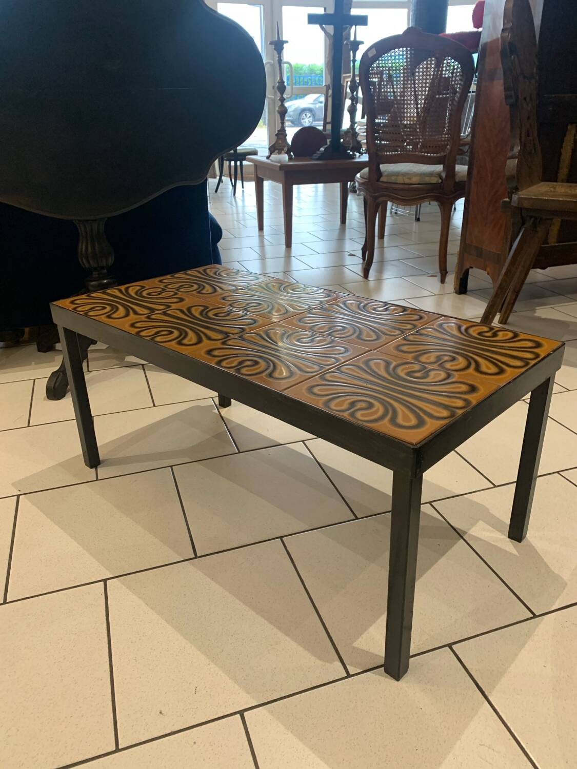Table basse vintage ceramique circa 1970