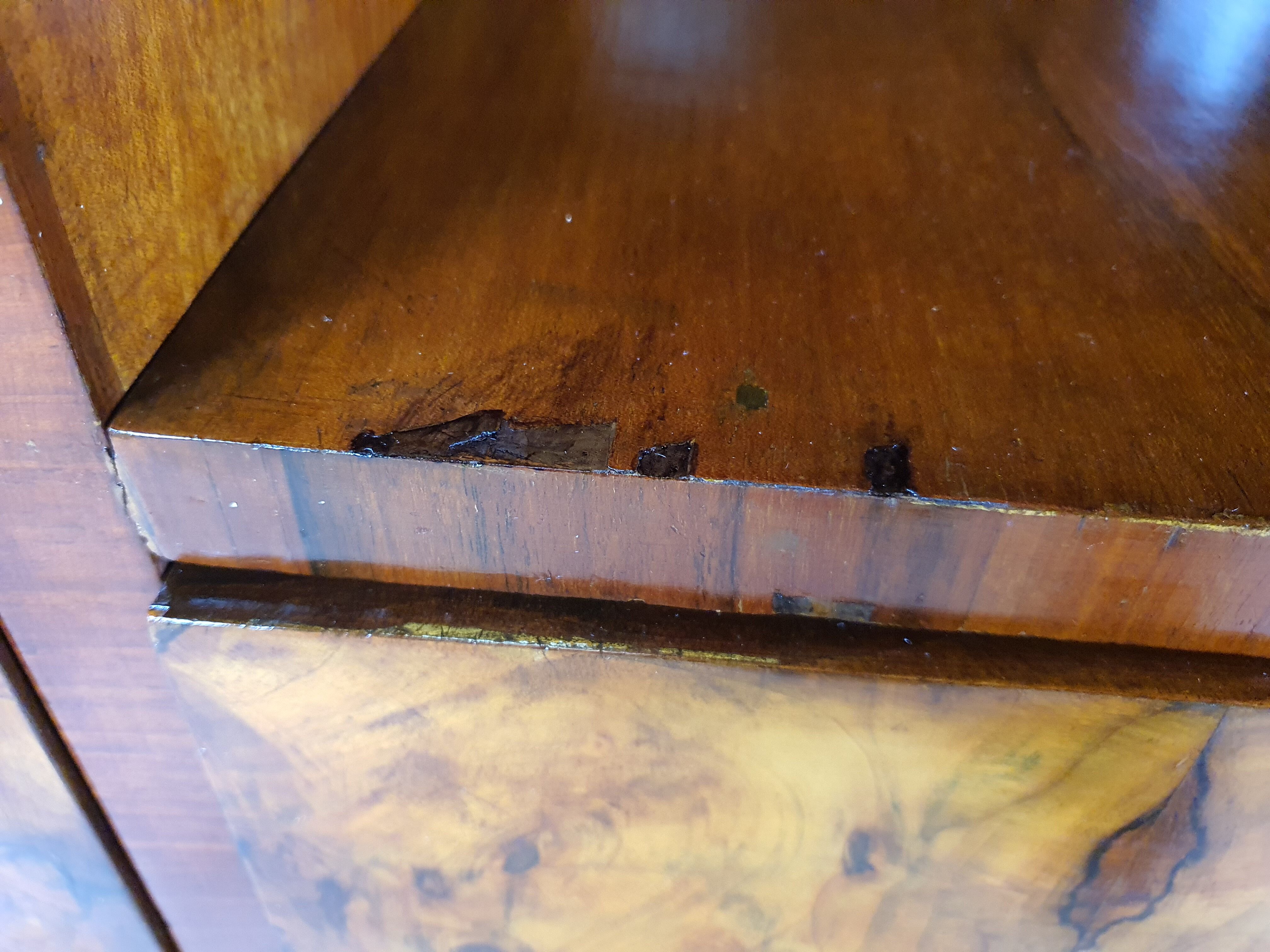 Art deco dining room sideboard in briar with upstand, 1940s