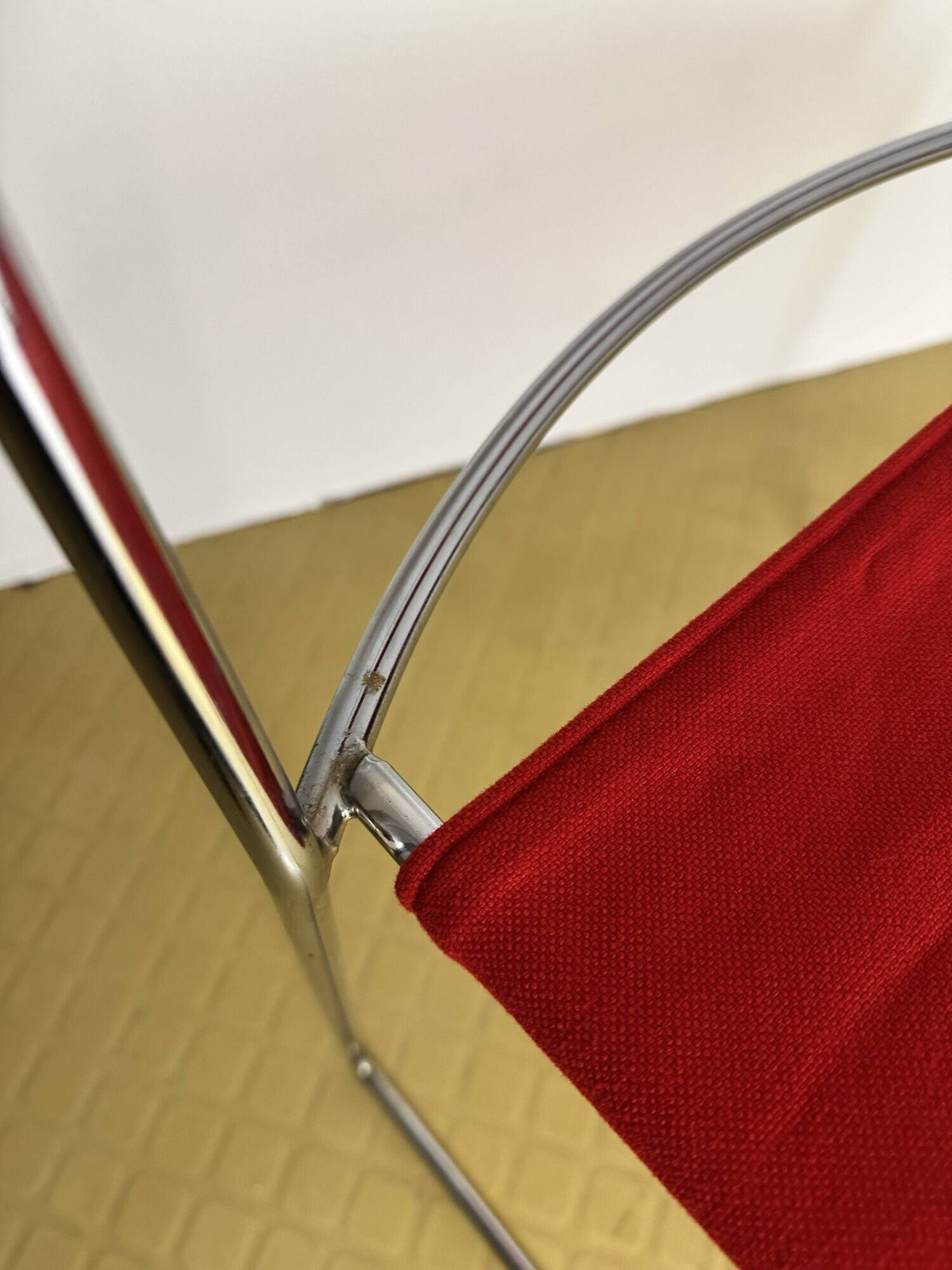 Delfina Chair Enzo Mari for Rexite 1974 Chrome Steel Kvadrat Field Fabric