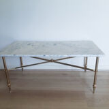Marble and brass coffee table