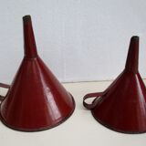 Old funnels, enamelled, set of 2