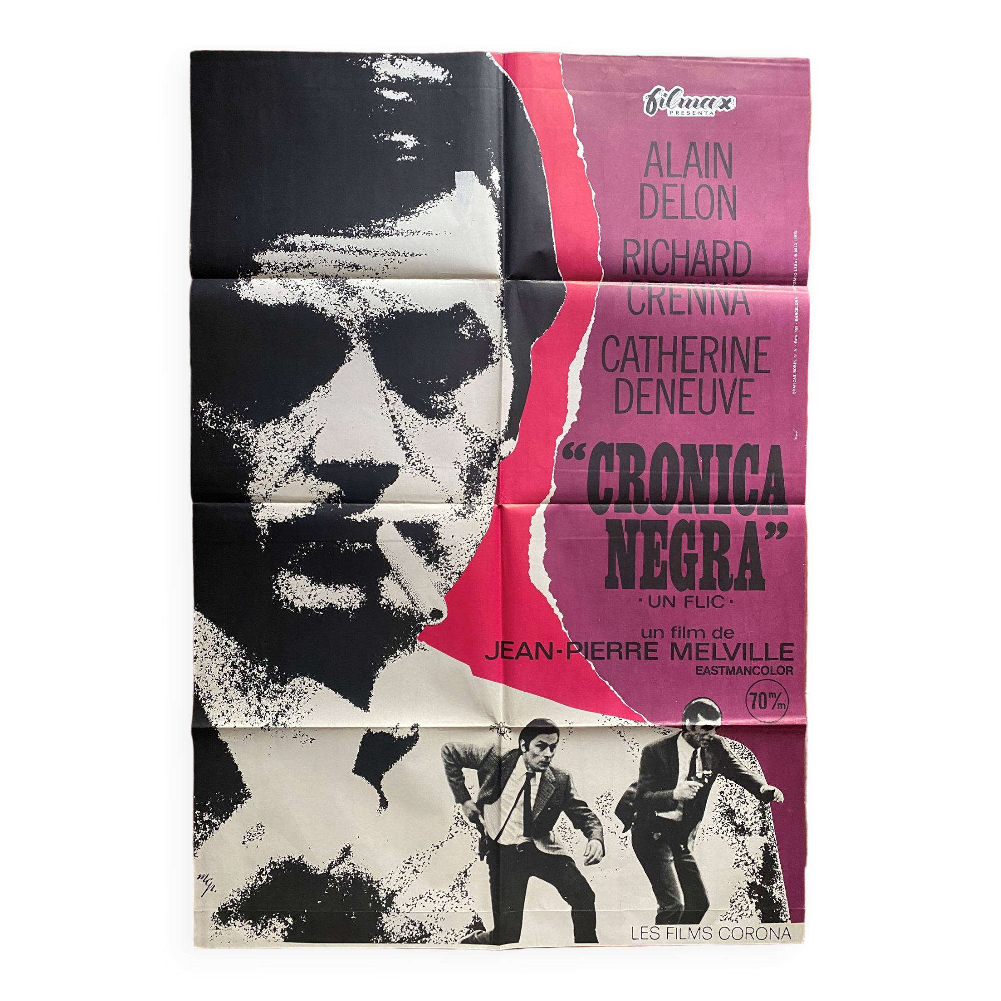 Original cinema poster "Un Flic" Alain Delon 70x100cm 1972