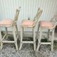 3 white stools vintage bar bamboo wicker rattan