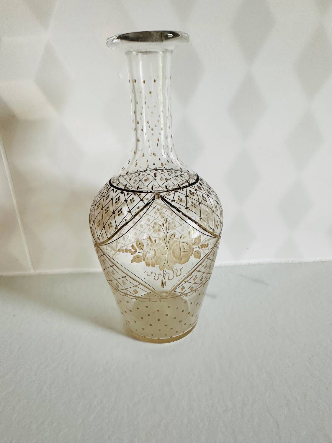 Antique chiseled glass vase from the early 1900s