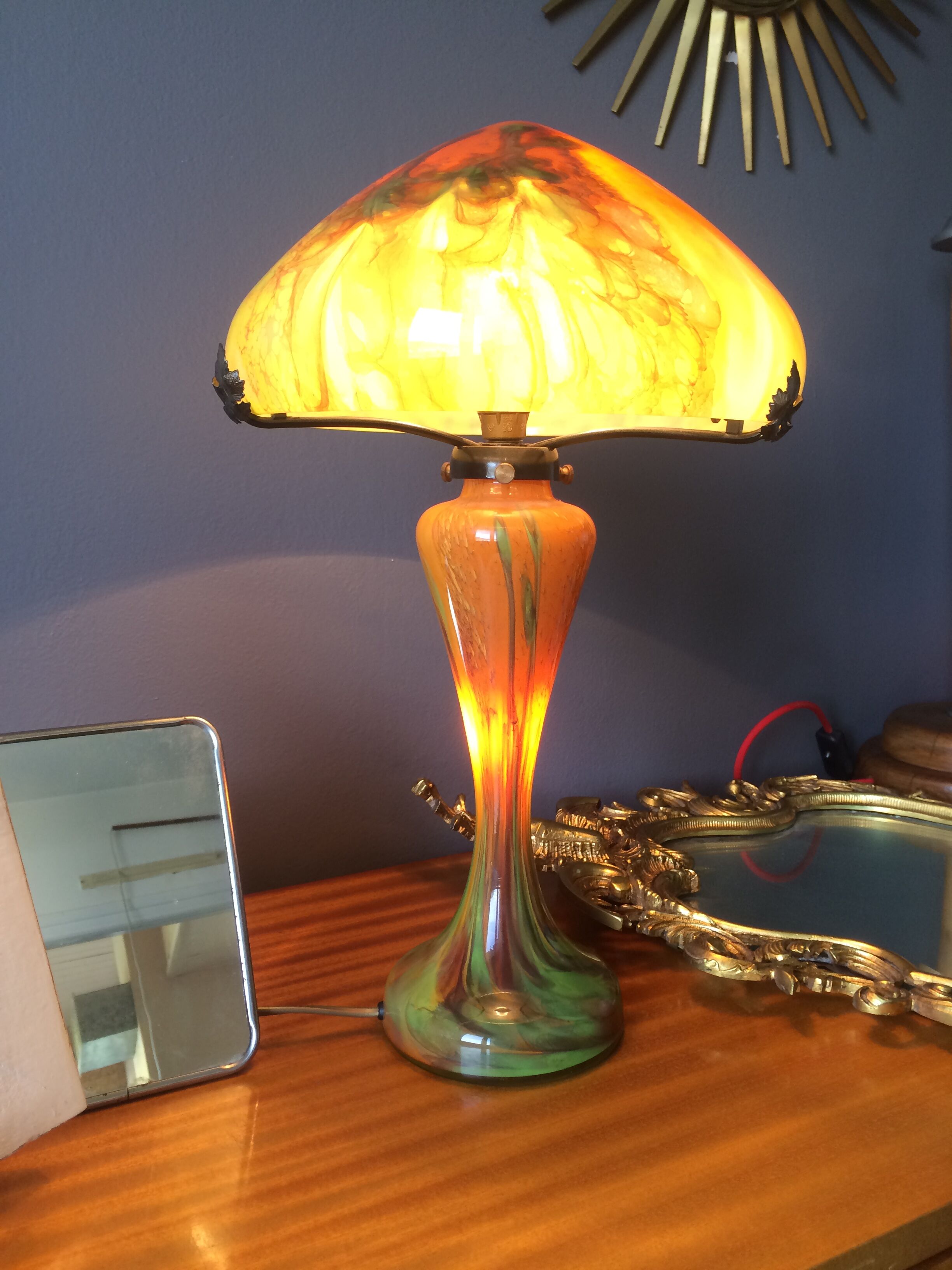 Odeon model mushroom lamp, La Rochère Glassworks France