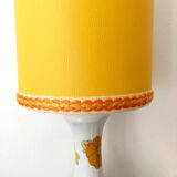 1970s lamp with flowers and custom-made leather lampshade
