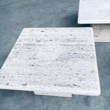 Italian Travertine Square Side End Table, 1970s, Set of 2