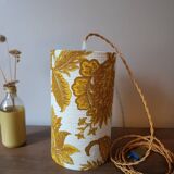 Suspension, nomadic fabric lampshade in vintage yellow floral.