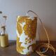 Suspension, nomadic fabric lampshade in vintage yellow floral.
