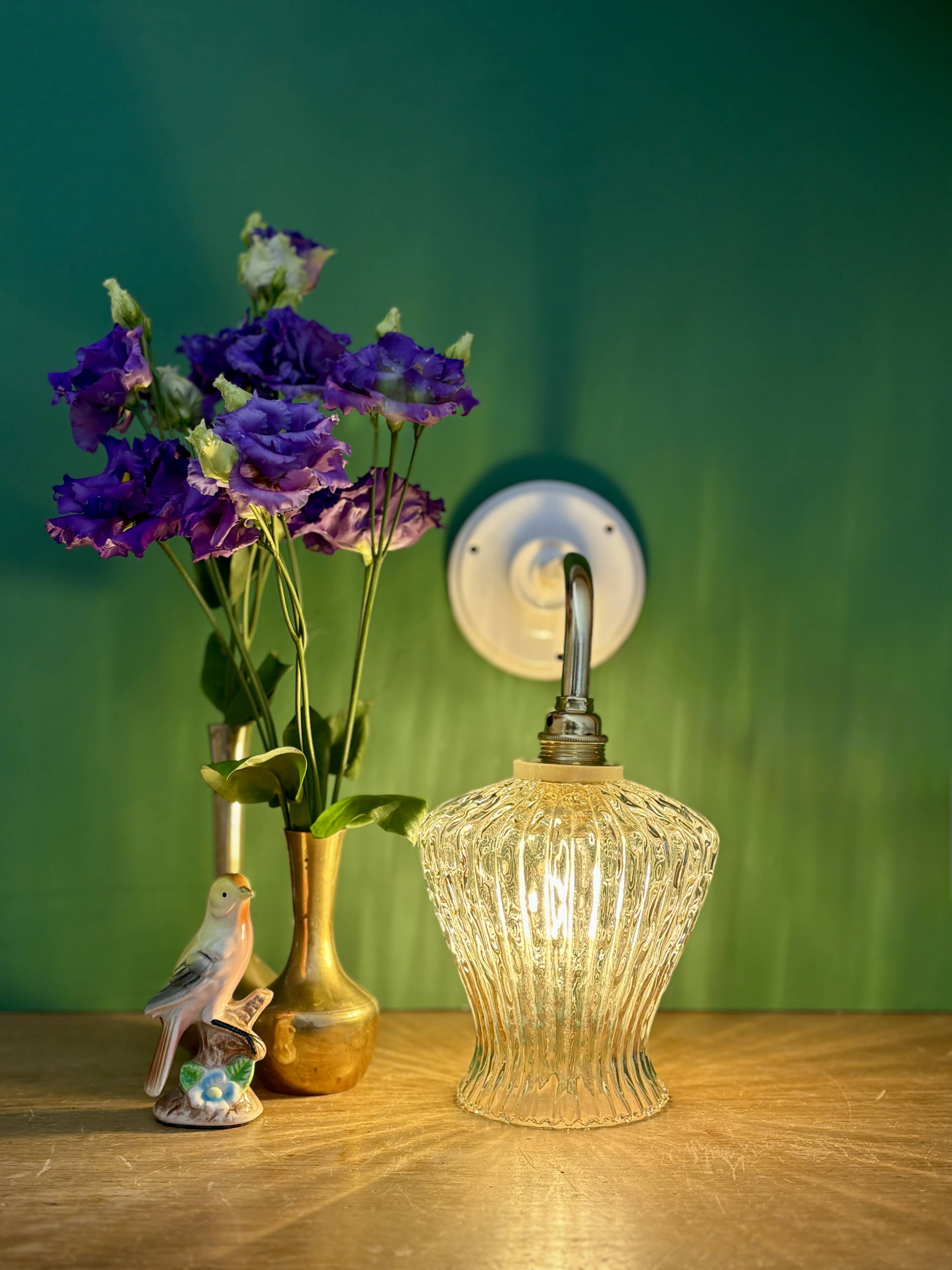 Vintage glass tulip wall light