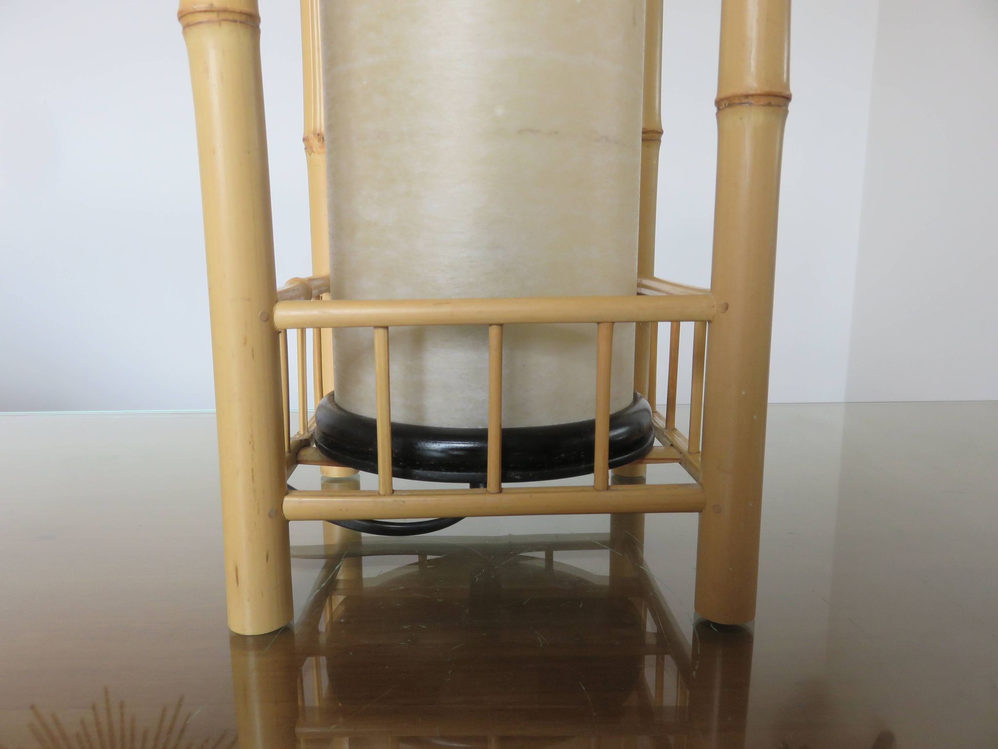 Large bamboo lamp with a tubular shade from the 70s and 80s.