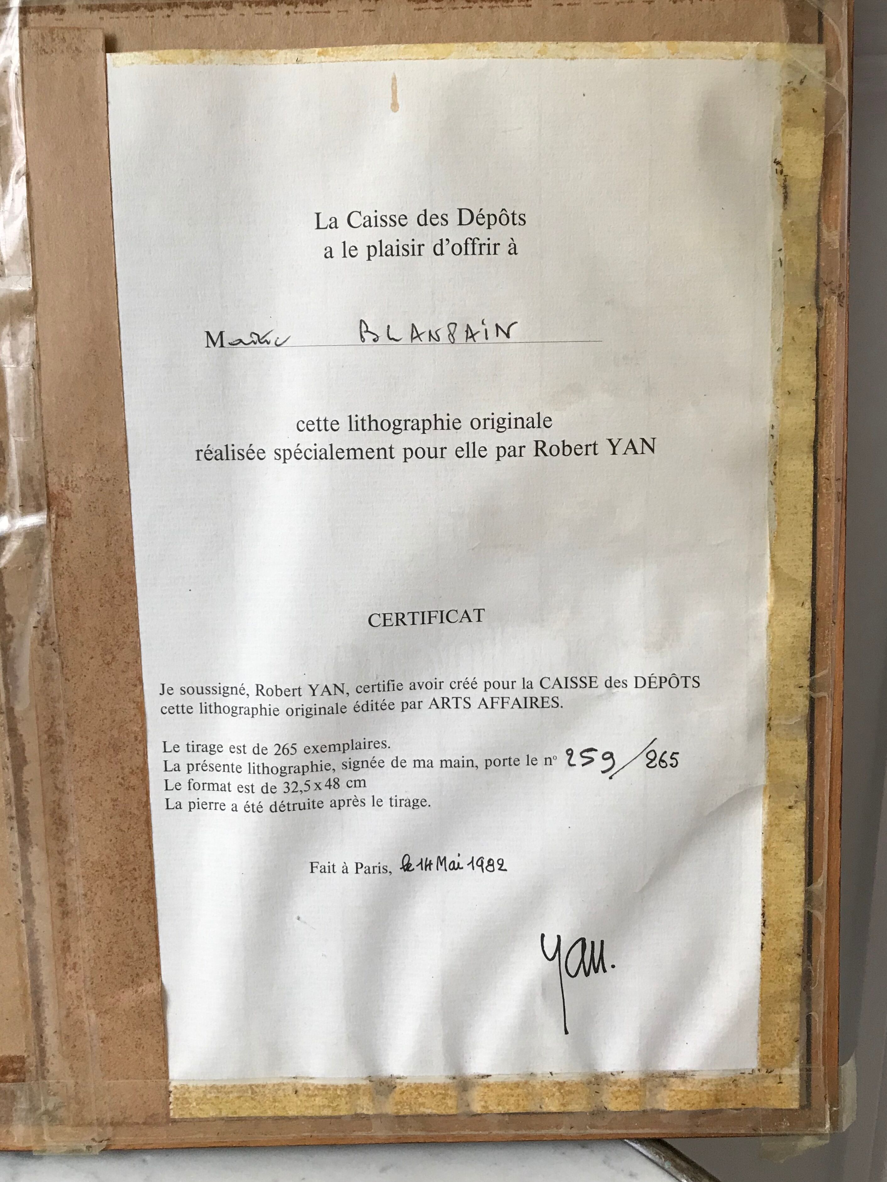 Lithograph Robert Yan (1980)