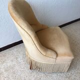 Yellow velvet toad armchair