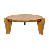 Table basse Jean Prouve en chêne massif diamètre 80cm Edition Vitra