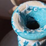 Vase sculpture tamegroute blue turquoise enameled wabi-sabi