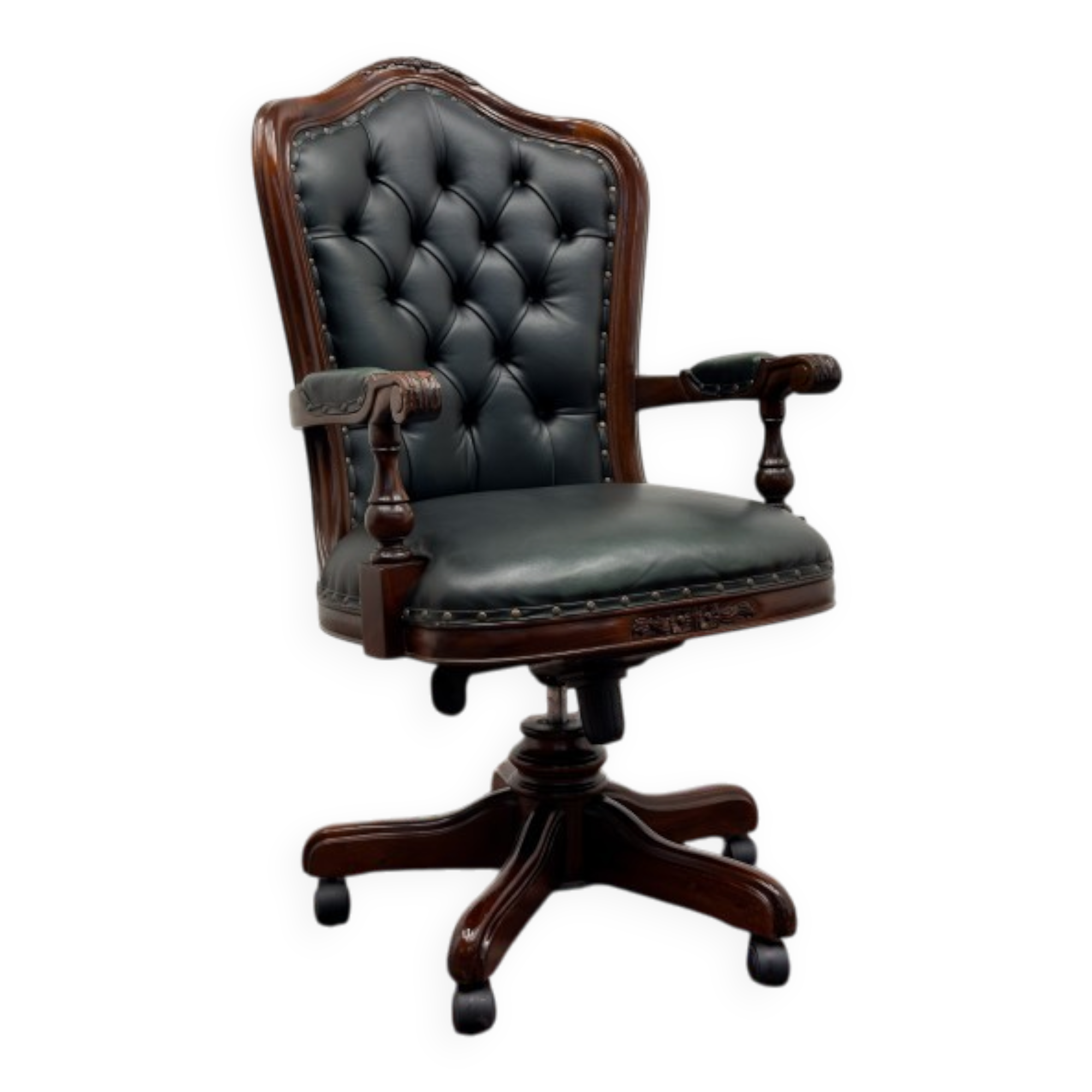 Classic English Chesterfield Desk Chair Green