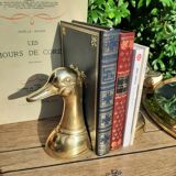 Pair of bookends vintage duck in brass