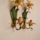 Floral single-arm wall lights, wall sconces, toleware, French vintage enamel.
