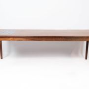 Coffee table in rosewood with blue tiles of Danish design from the 1960s
