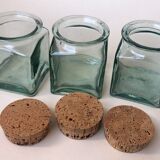 Set of 5 jars glass and Cork. 1970