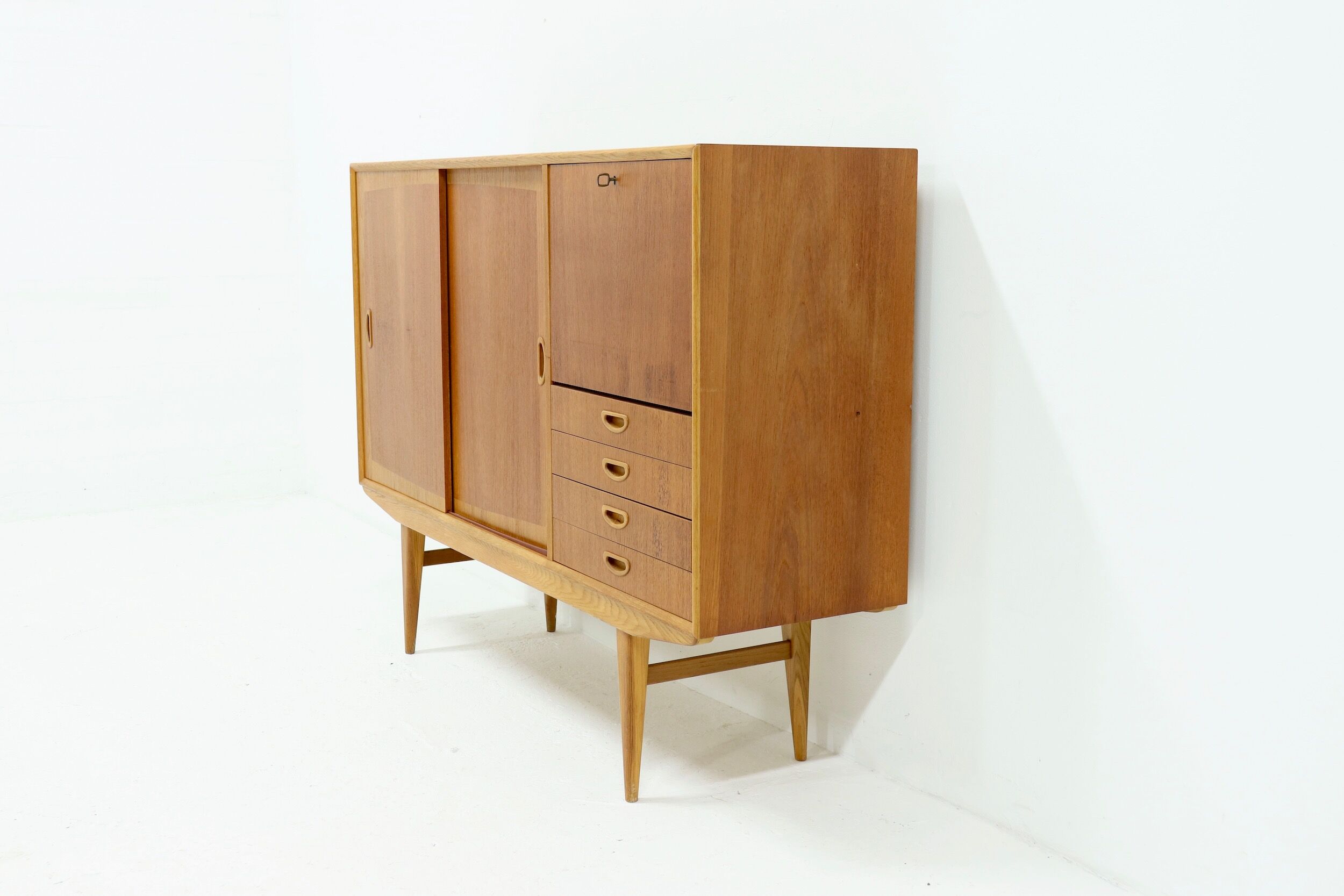 Scandinavian Two Tone Teak Highboard 1960s