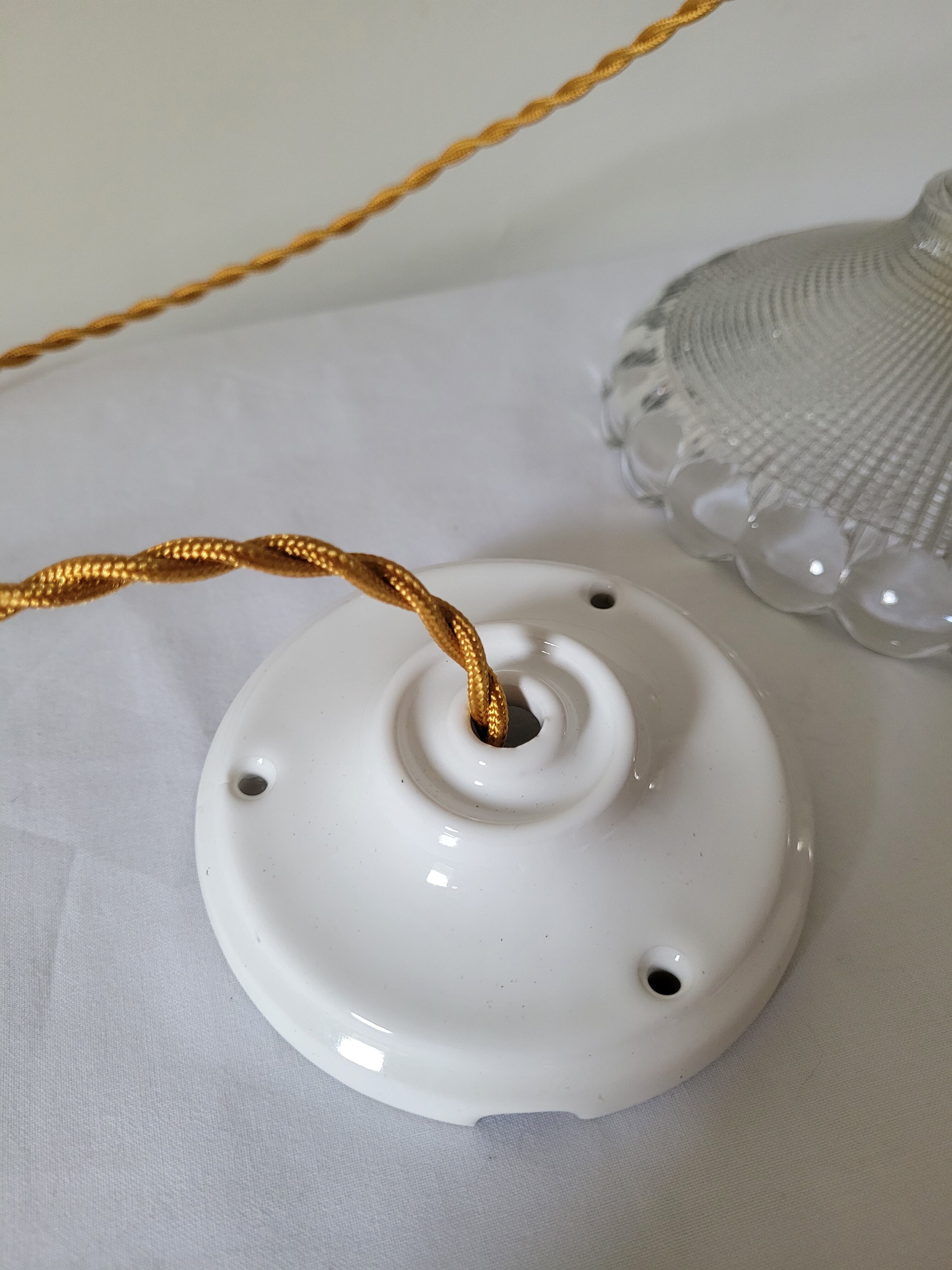 Holophane glass pendant lamp