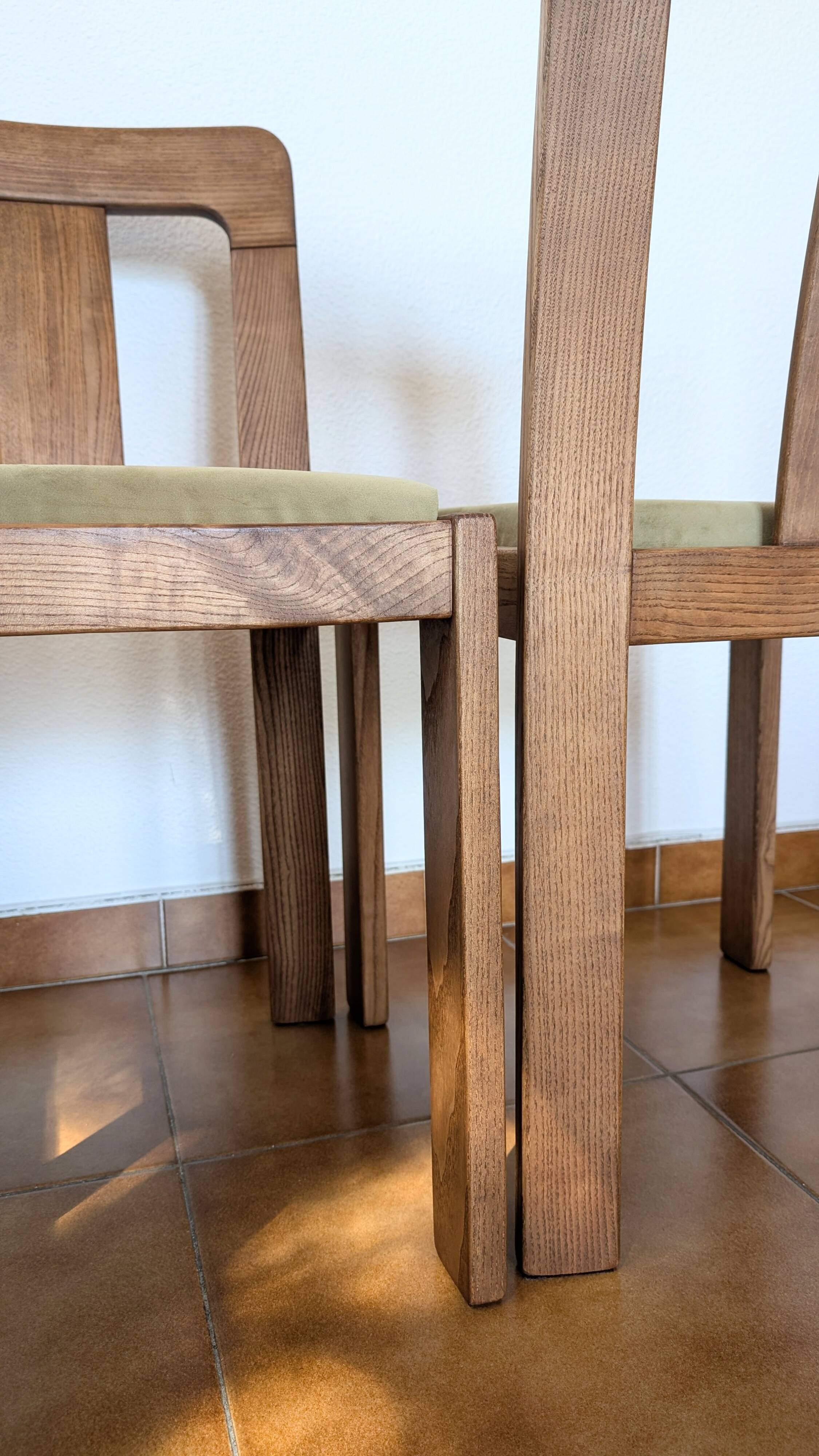 Vintage mahogany chairs – sage green velvet – German design