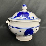 Lunéville, soupière en faïence à décor bleu fin XIXème