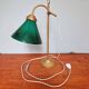 Art Deco desk lamp in brass and conical green opaline, 1920s-30s