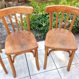 Suite of four foot bistro chairs with hoops / vintage 40s-50s