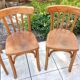 Suite of four foot bistro chairs with hoops / vintage 40s-50s