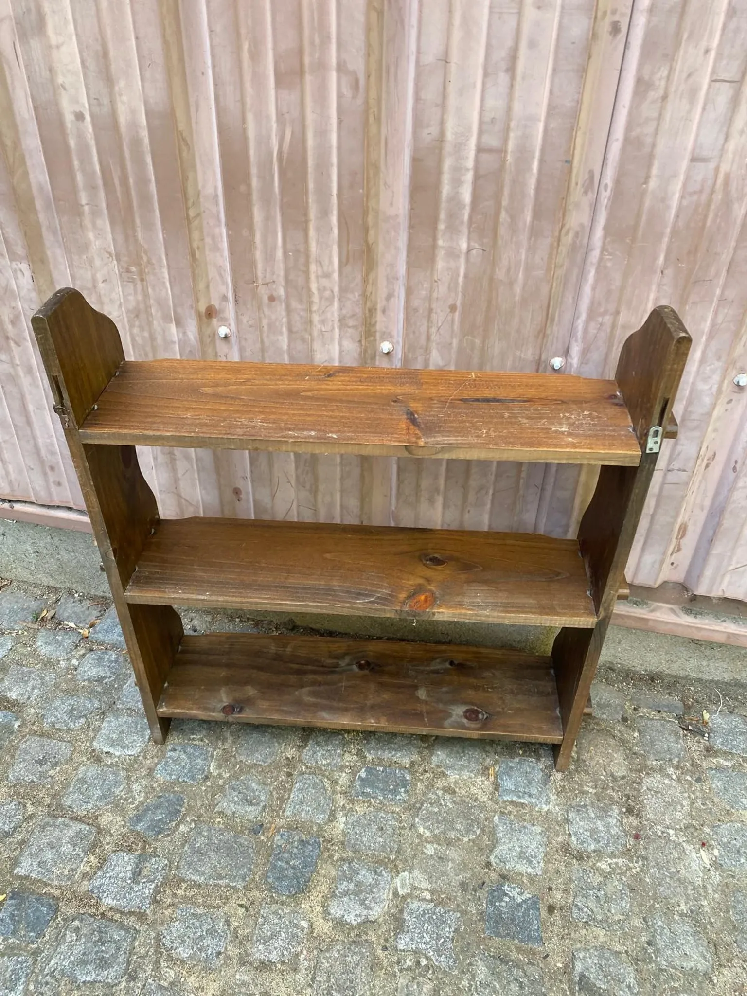 Rustic solid wood wall shelf 76x86cm 3 levels 1970