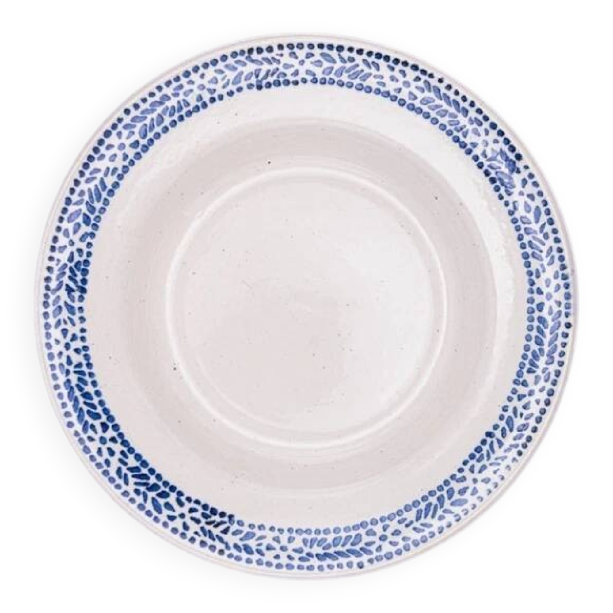 Set of 6 vintage blue and white speckled soup plates