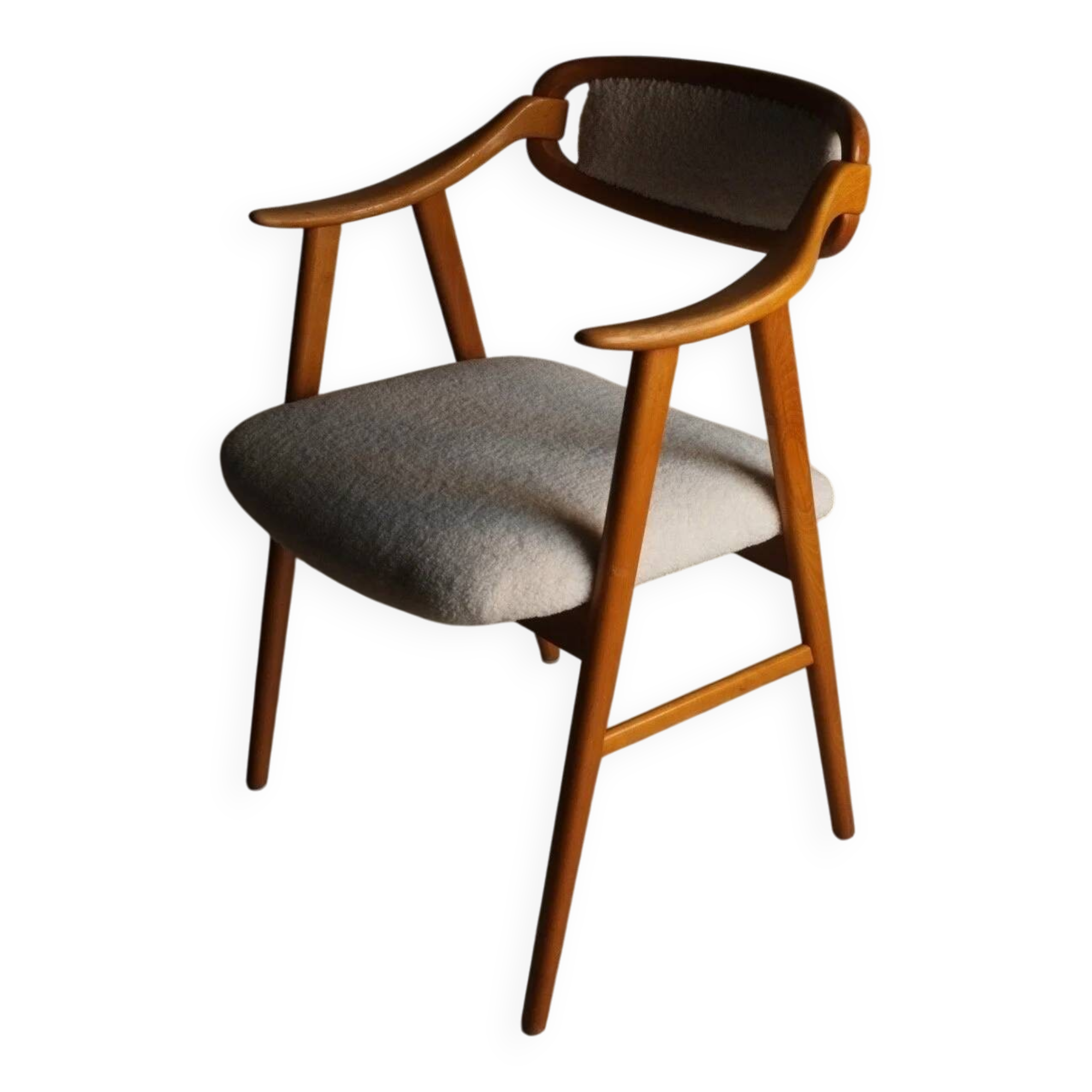 Fauteuil scandinave en fausse fourrure de mouton retournée | Années 1960