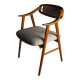 Fauteuil scandinave en fausse fourrure de mouton retournée | Années 1960